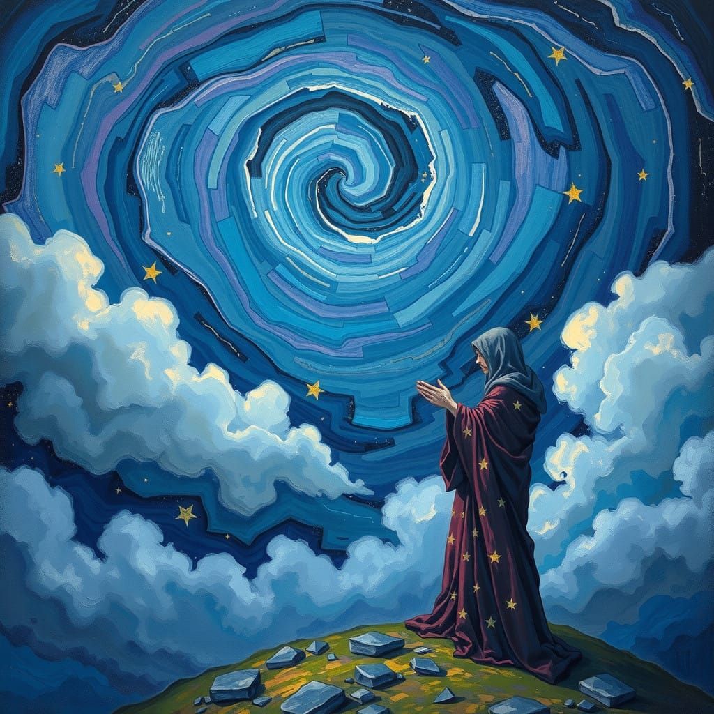 Ethereal Gouache Painting of the Personification of the Vast...