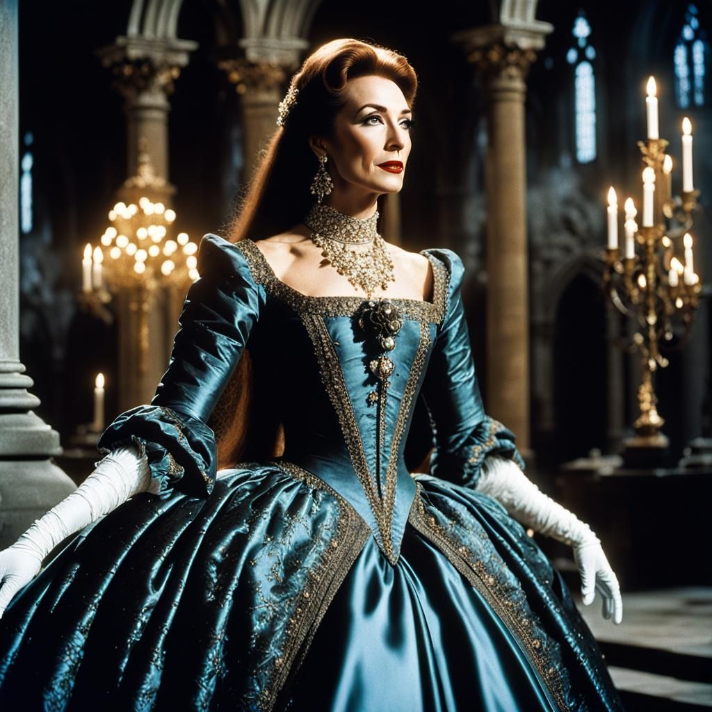 Closeup, young Anjelica Houston 1