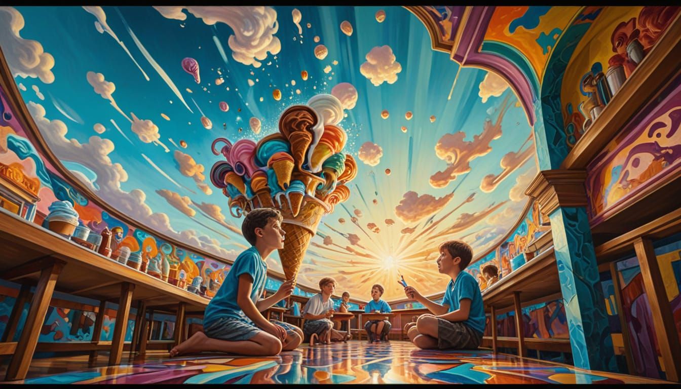 Psychedelic Ice Cream Dream in M.C. Escher Style