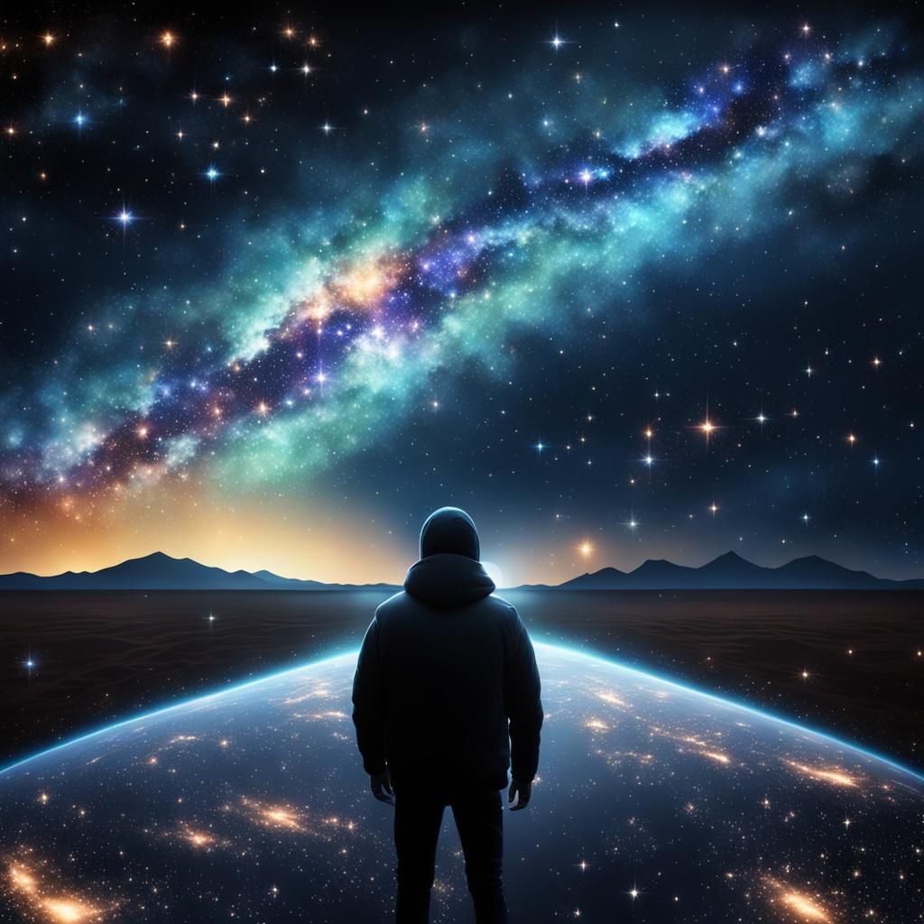 Hyperrealistic Night Sky with Stars and Galaxy