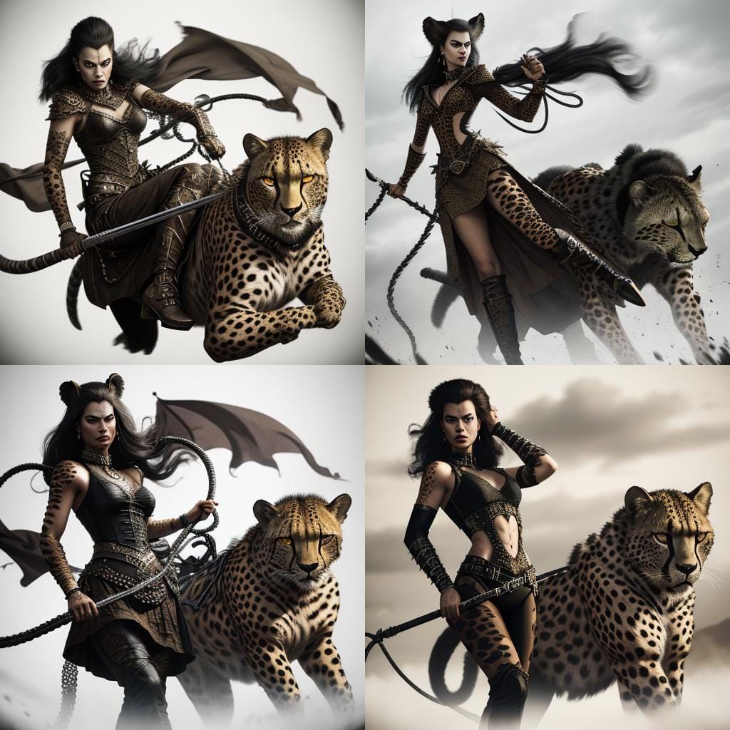 Evil Woman with Cheetah Skin in Hyperrealistic Style