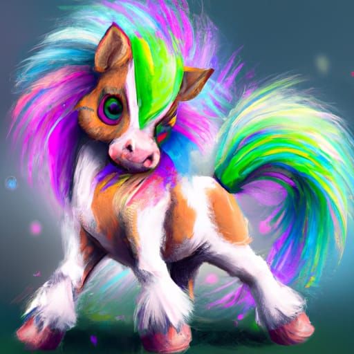 Chibi Shetland Pony Portrait in Digital Art Style