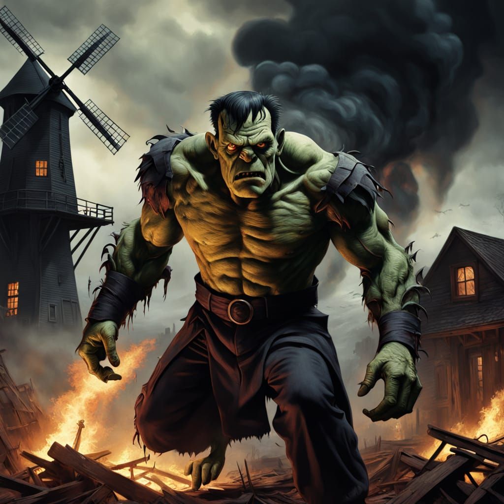 Frankenstein's Fiery Leap: A Gothic Masterpiece