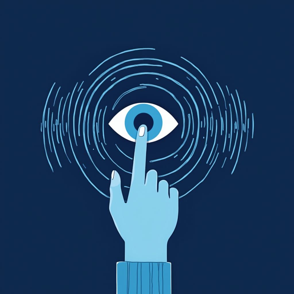 Futuristic Eye Icon for Visually Impaired in Sci-Fi Style