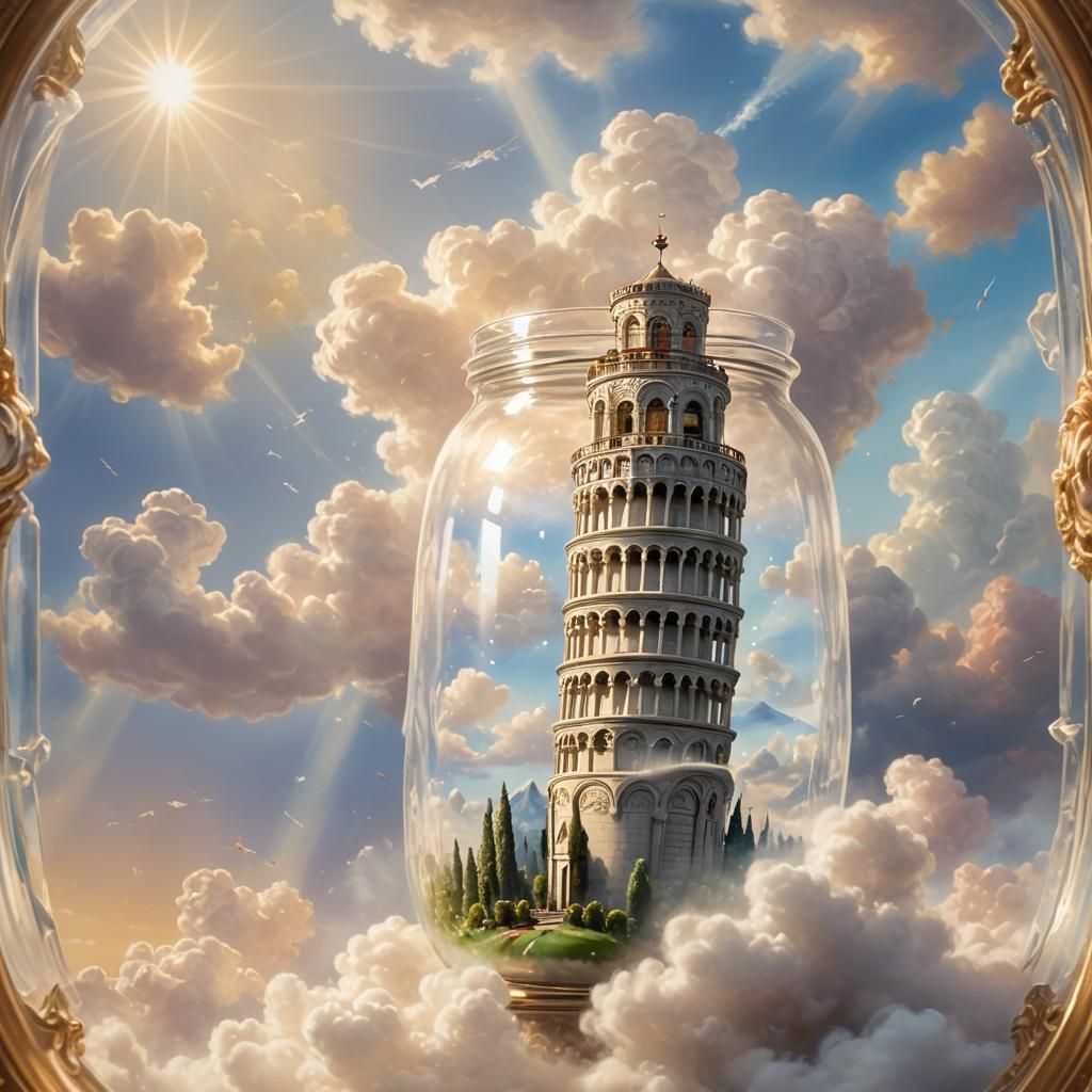 Leaning Tower of Pisa in a Jar: Ethereal Fantasy