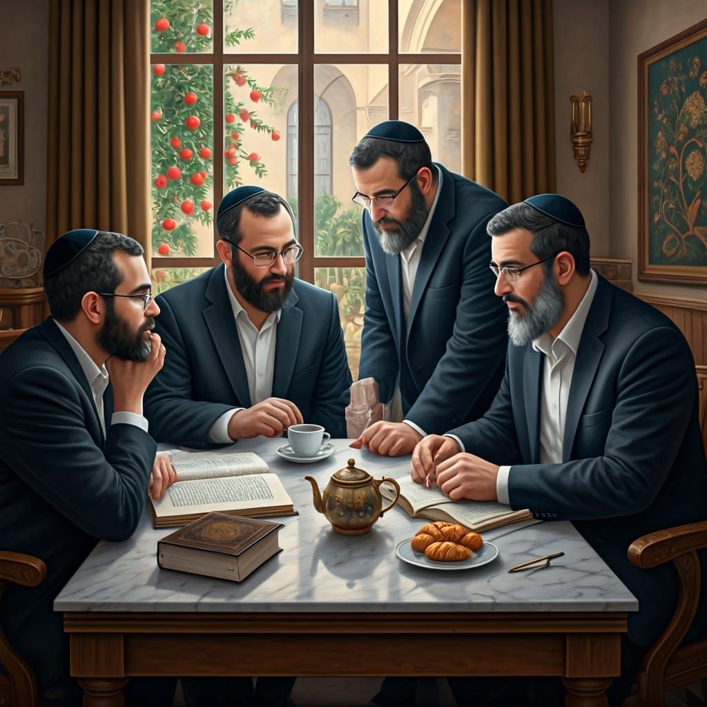 Haredi Teachers' Lounge in Painterly Realism Style