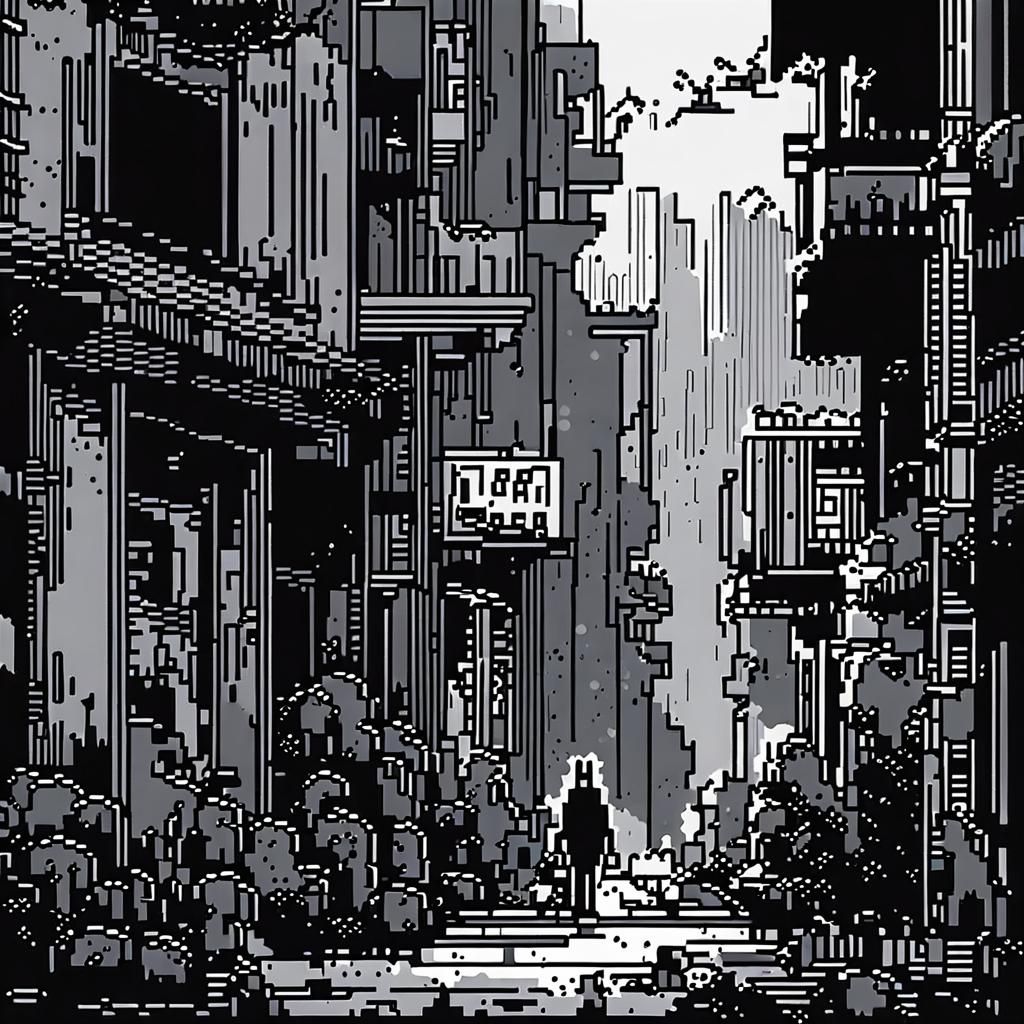 Pixel Art Zombie in Desolate City Street