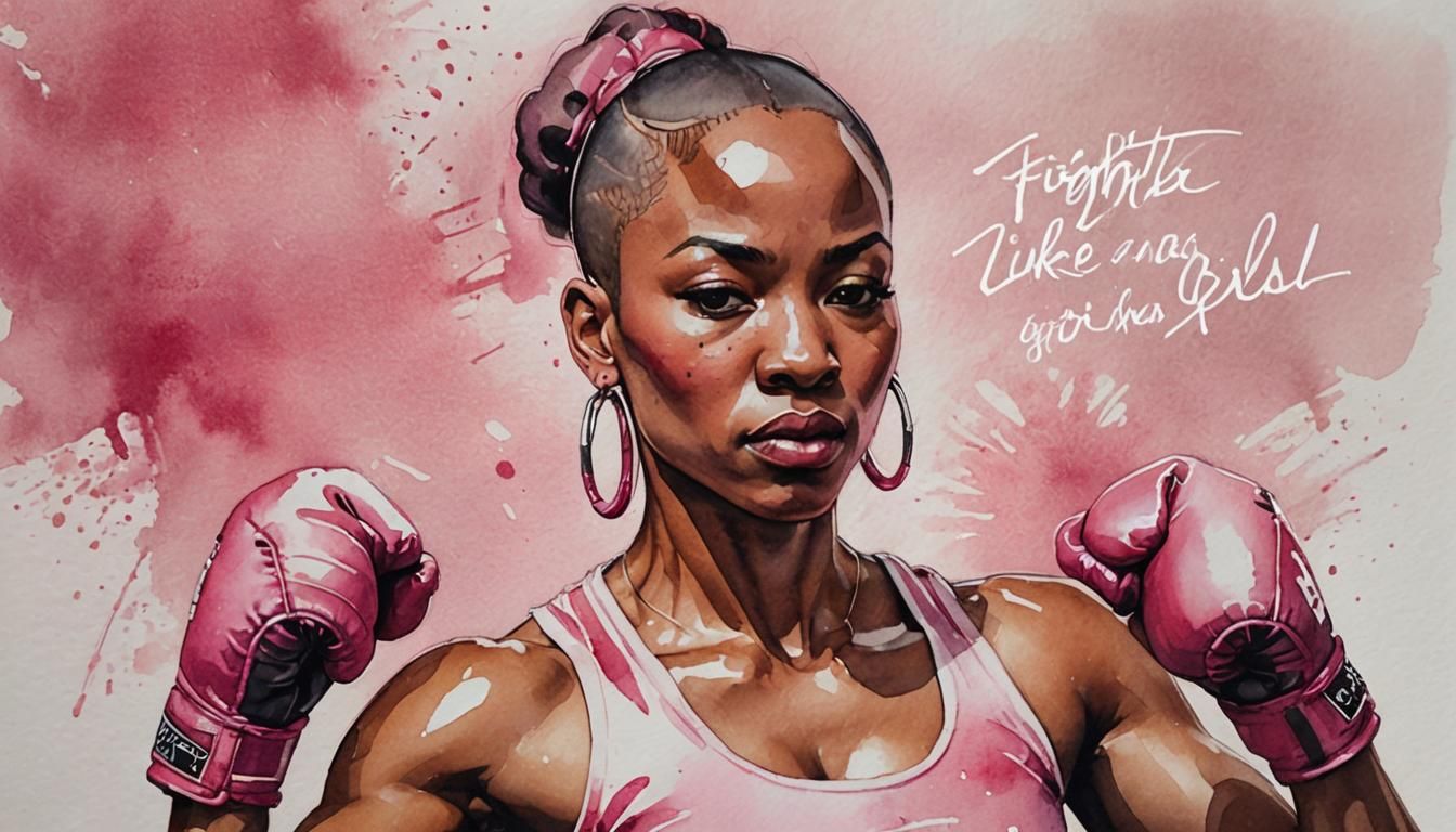Watercolor Portrait of a Confident Woman Fighter