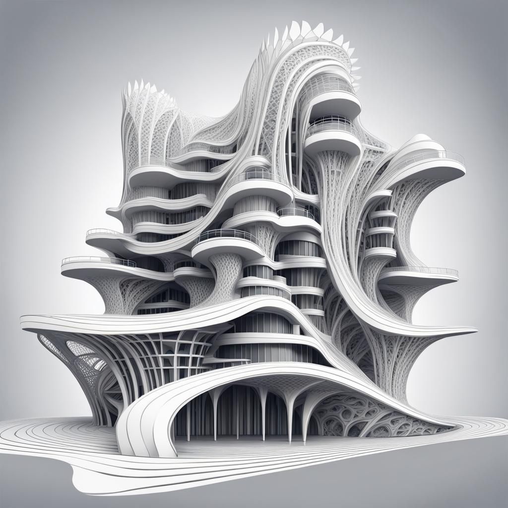 Abstract Fractal Architecture in 3D Shading