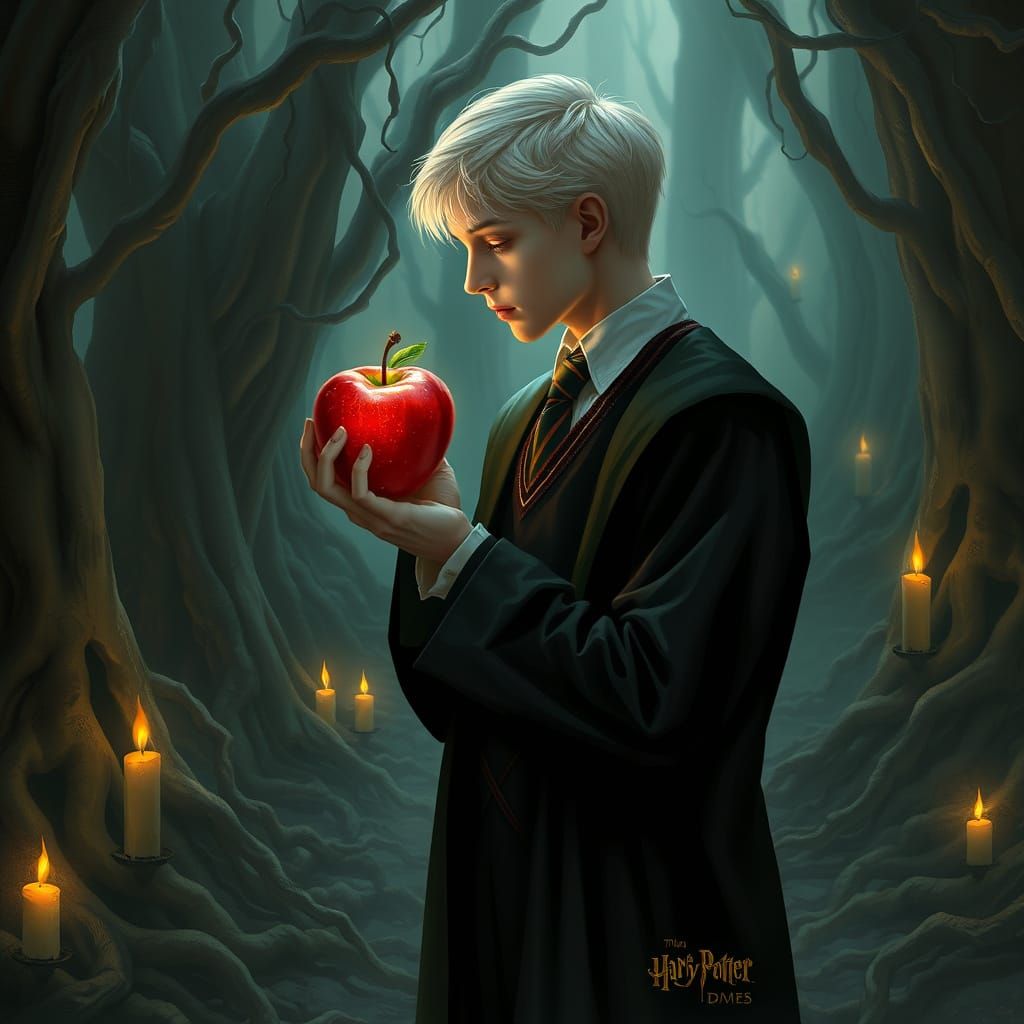 Draco in Mystical Forest with Enchanted Apple