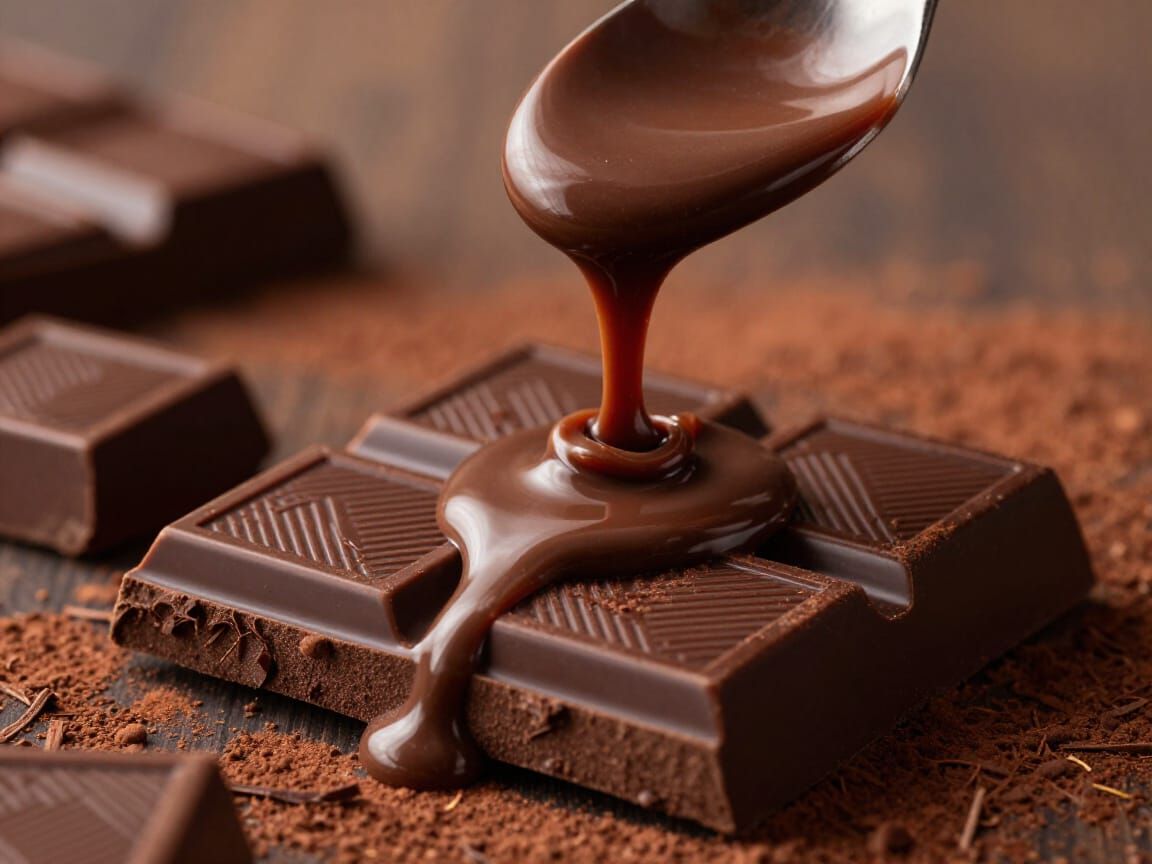 Decadent Chocolate Pouring Scene in Soft Warm Light