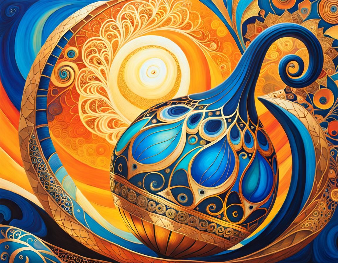 Gourd with Intricate Patterns in Art Brut Style