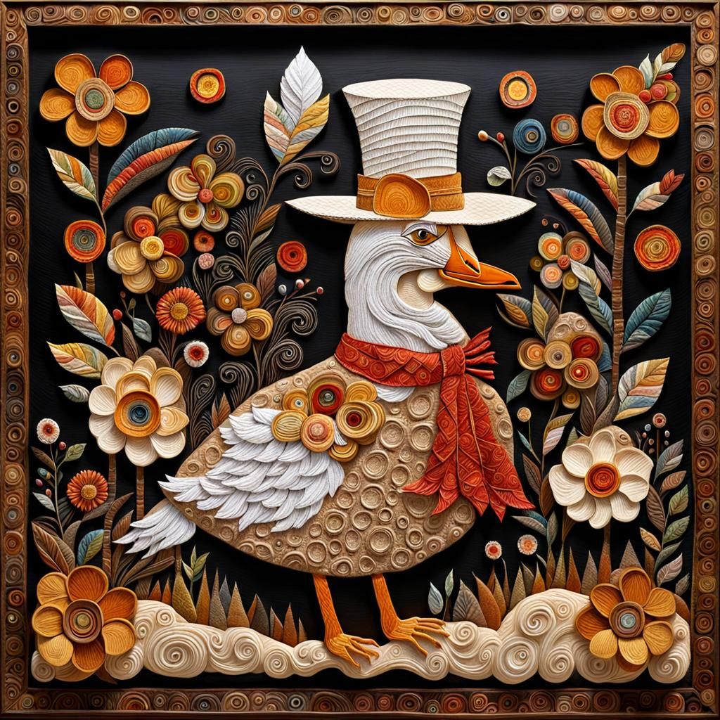 Mother Goose in Trapunto Art Style