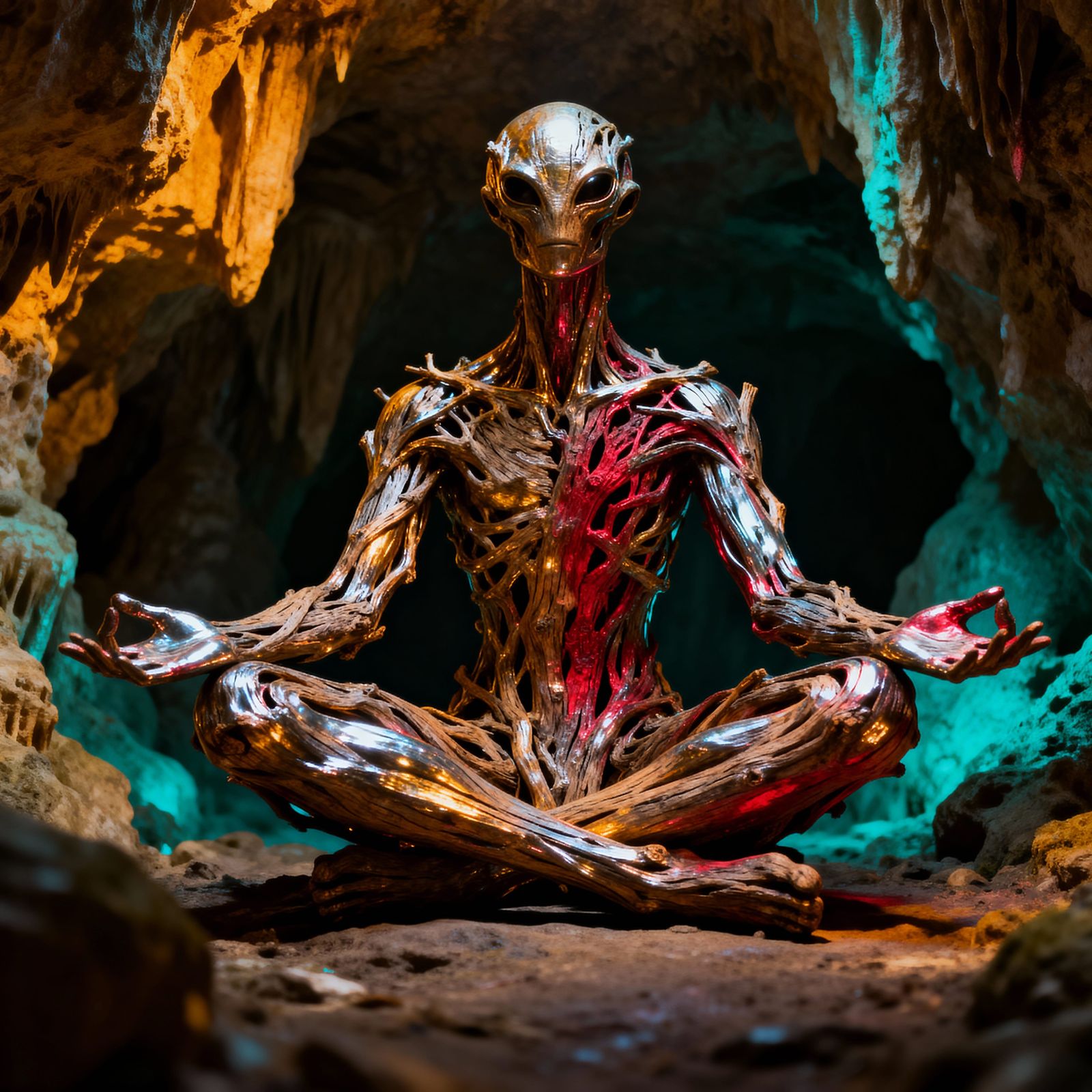 Chrome Alien in Cave, Poetic Style