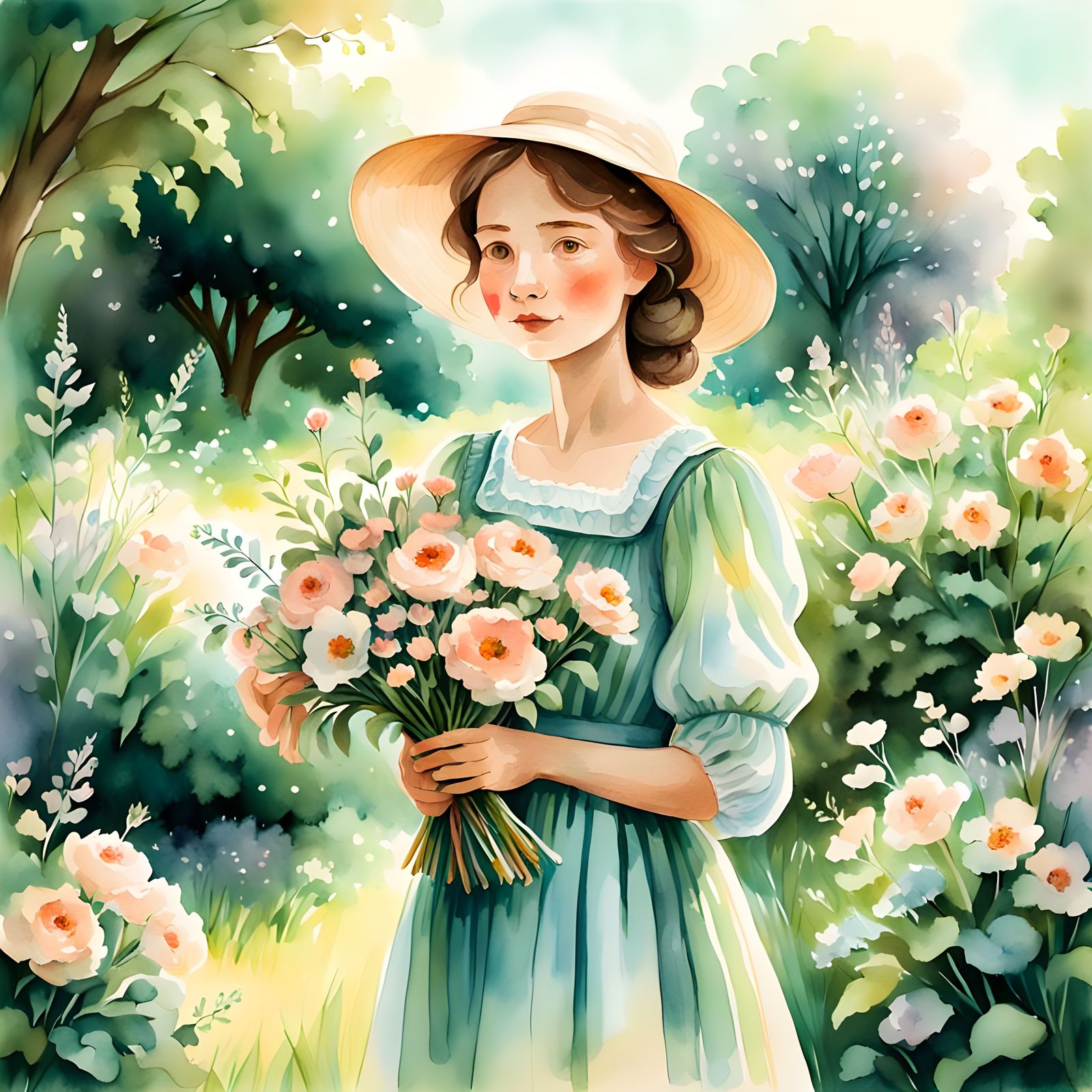 Watercolor Painting of a Farmer's Wife