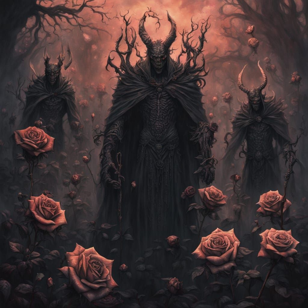 Demons and Roses in Gothic Dark Fantasy Art