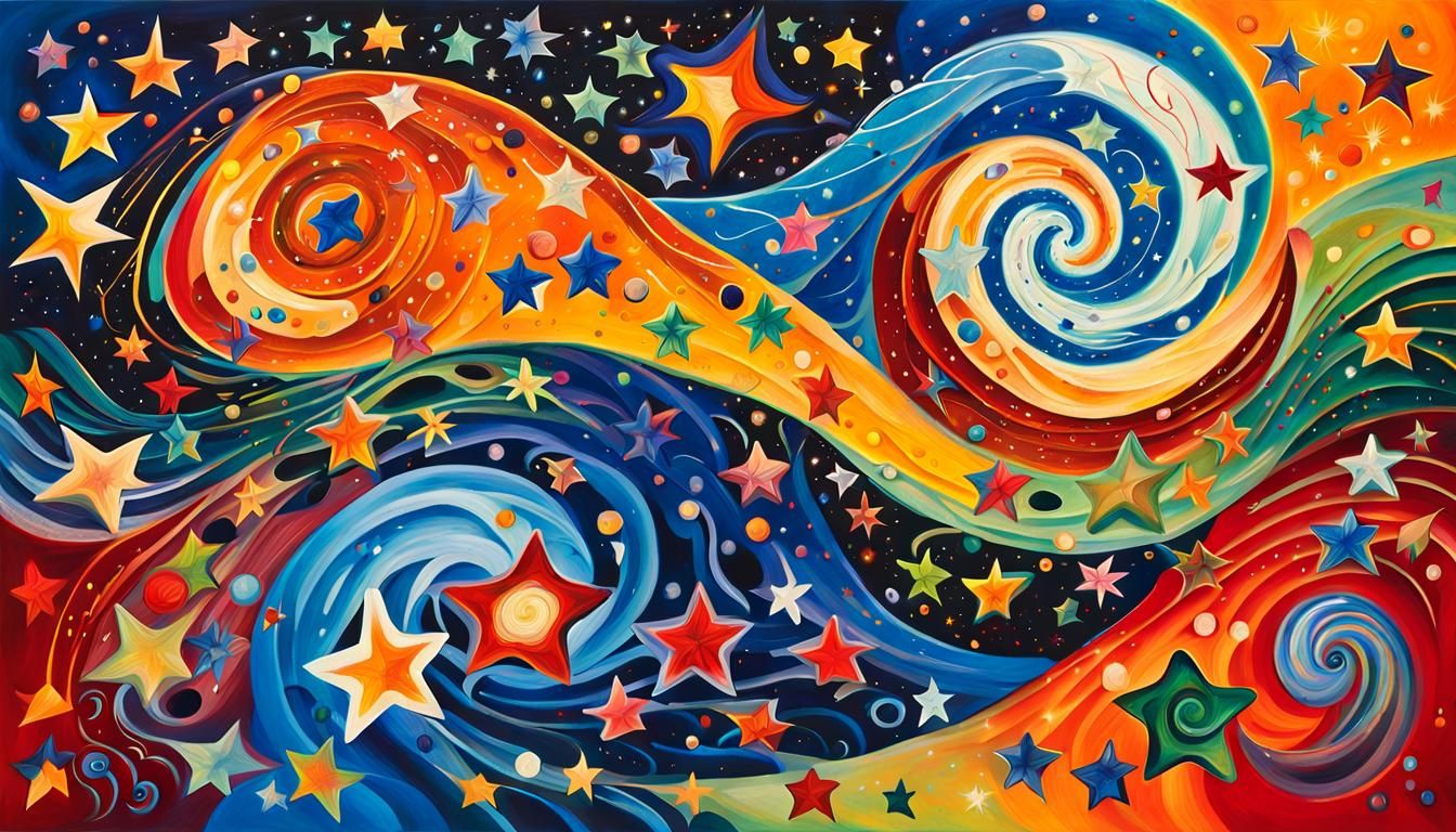 Macro Iridescent Stars in Abstract Expressionism