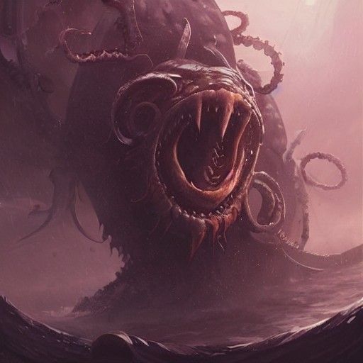 Sinister Kraken Emerges: A Dark Fantasy Artwork