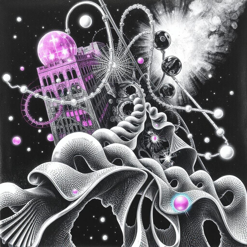 Futuristic Geometric Abstract in Neon Retro Style