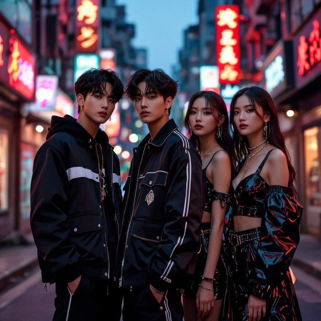 Stray Kids & Stylish Women in Urban Streetwear