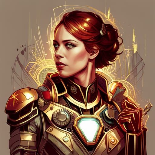 Steampunk Cybernetic Ironman with Luminous Colors