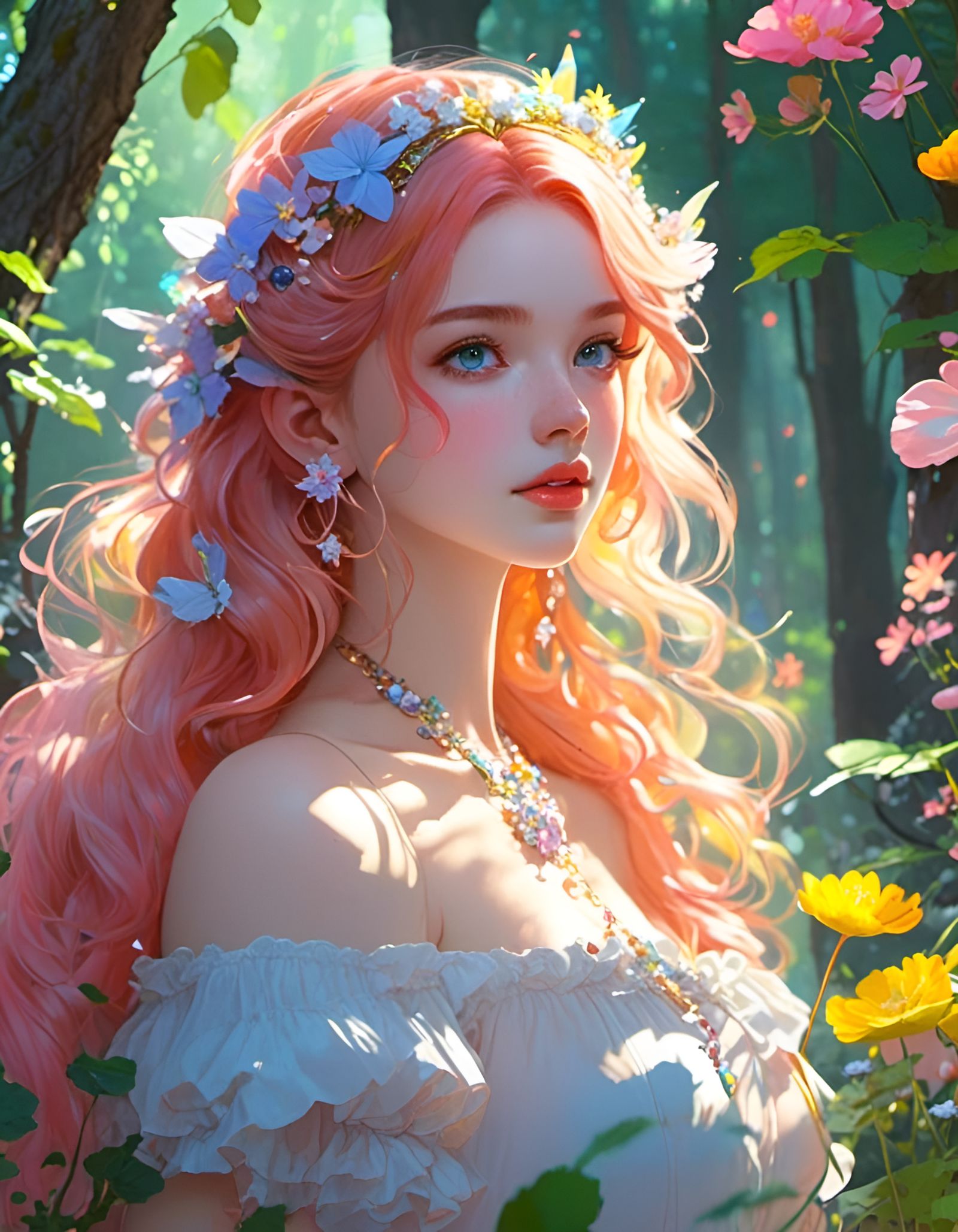 Pastel Princess Portrait in Anime-Realism Style