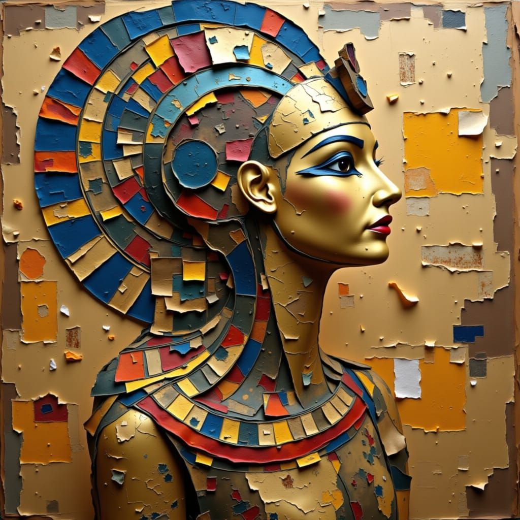 Egyptian High Priestess with Abstract Paper Cut Style