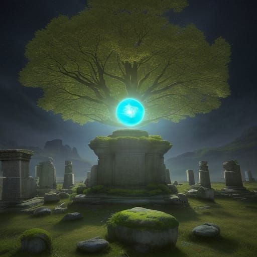Ethereal Glow of Sacred Geometry Over Ancient Megaliths