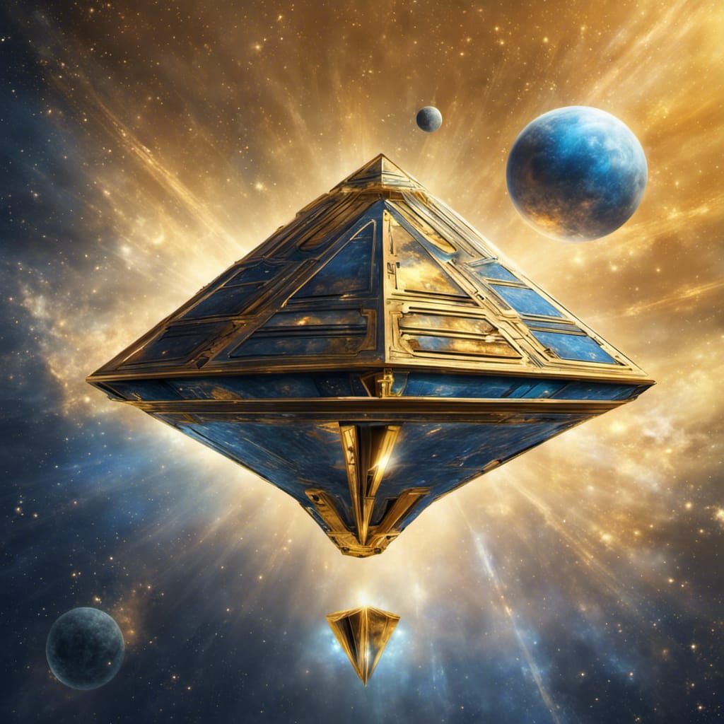 Pyramid Spaceship Ascends Through Galactic Vista