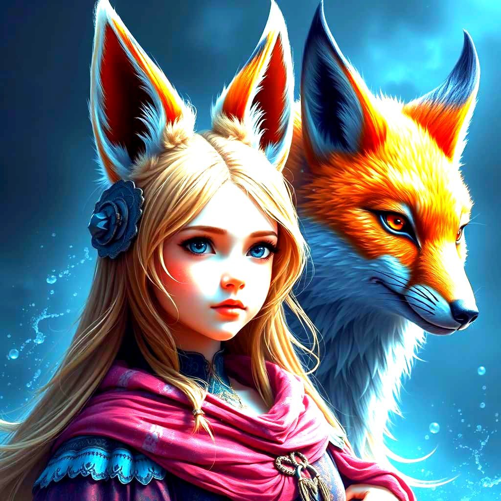Girl with Fox Features in Detailed Fantasy Art