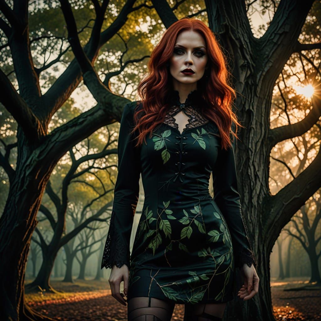 Seductive Vampire Goddess Amidst Whispers of Ancient Magic