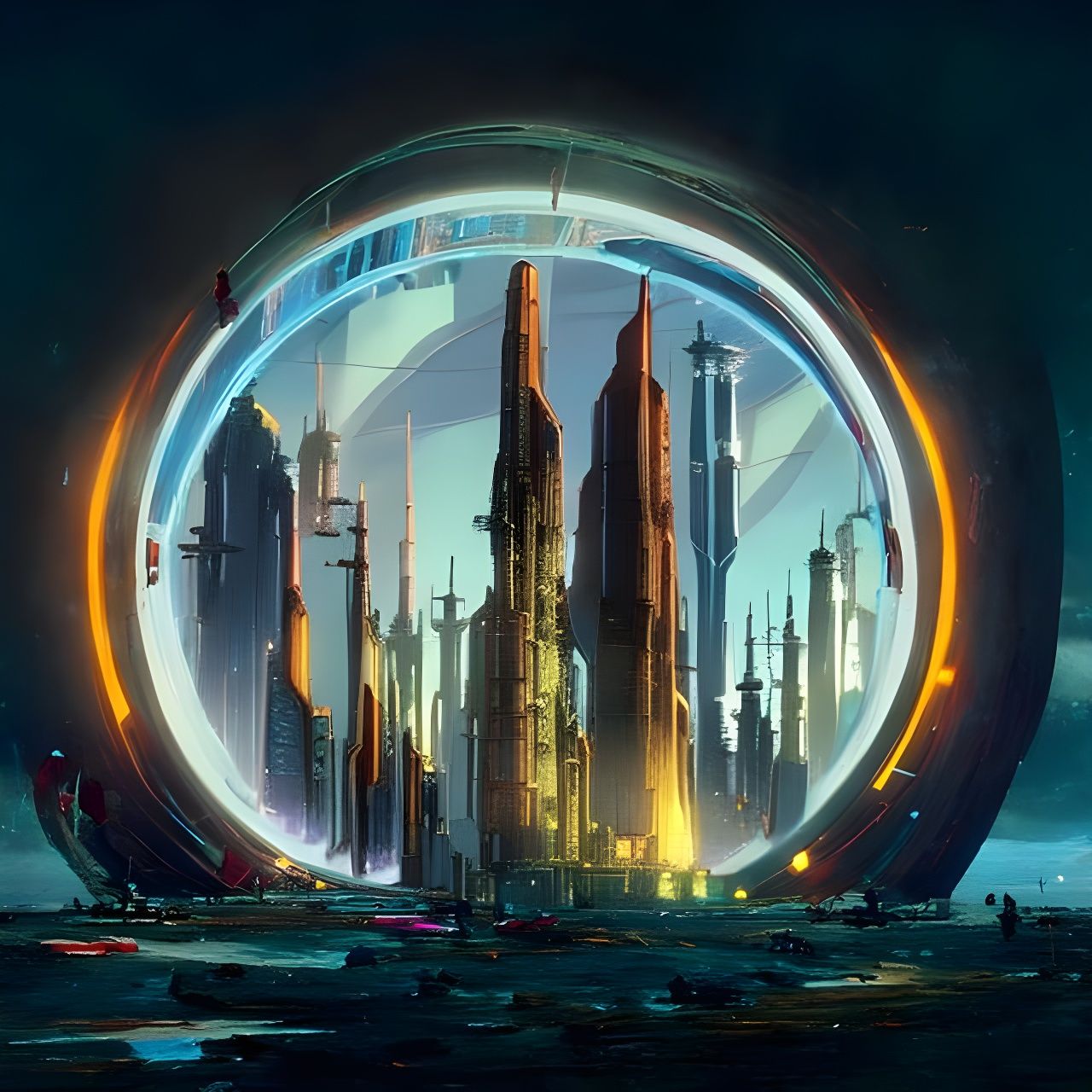 Solarpunk Cityscape with Futuristic Vegetation