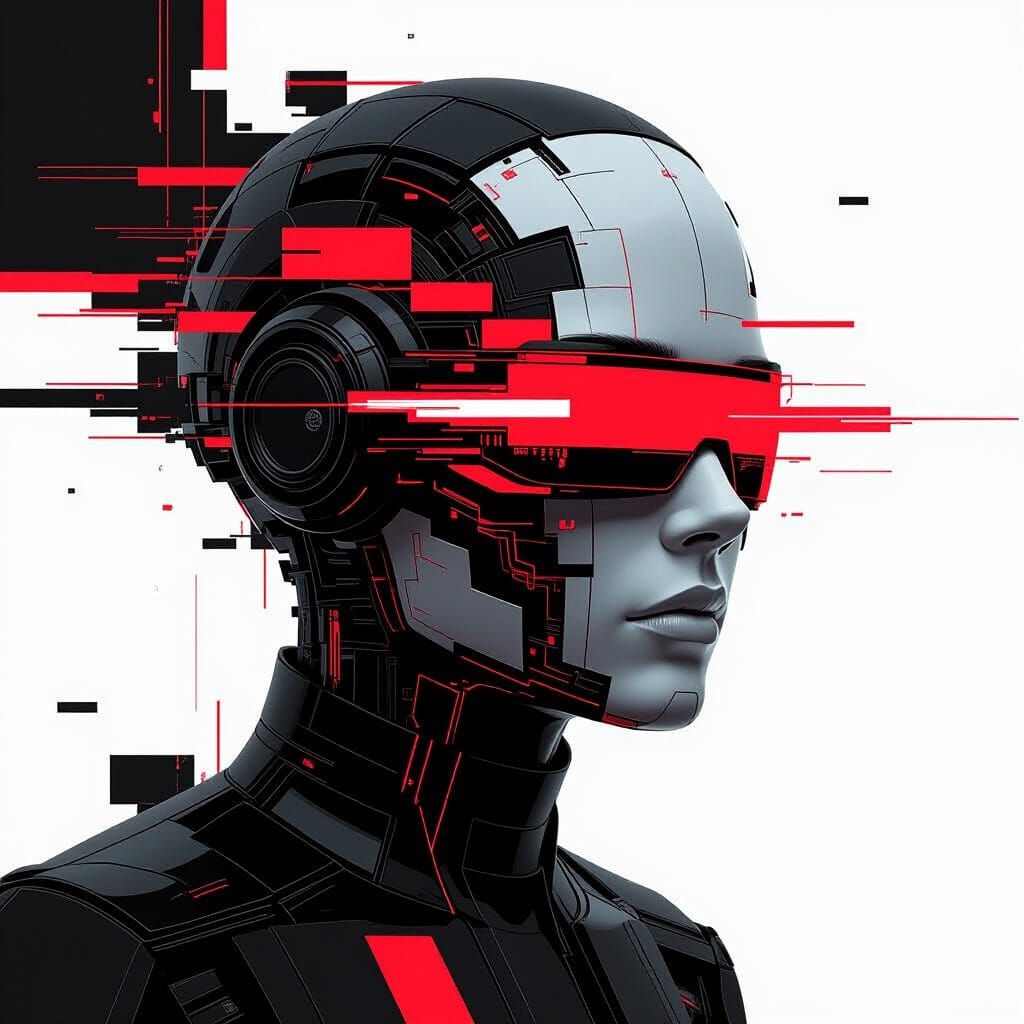 Glitch Art Monster in Cyberpunk Style