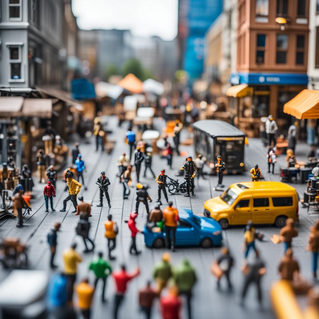 Action Figure City Street Scene: Professional Photography