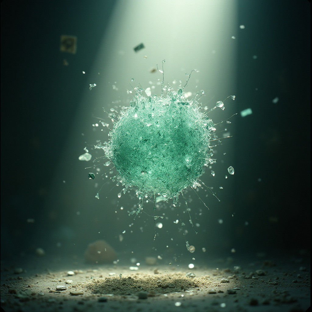 Shattered Glass Sculpture in Cinematic Style