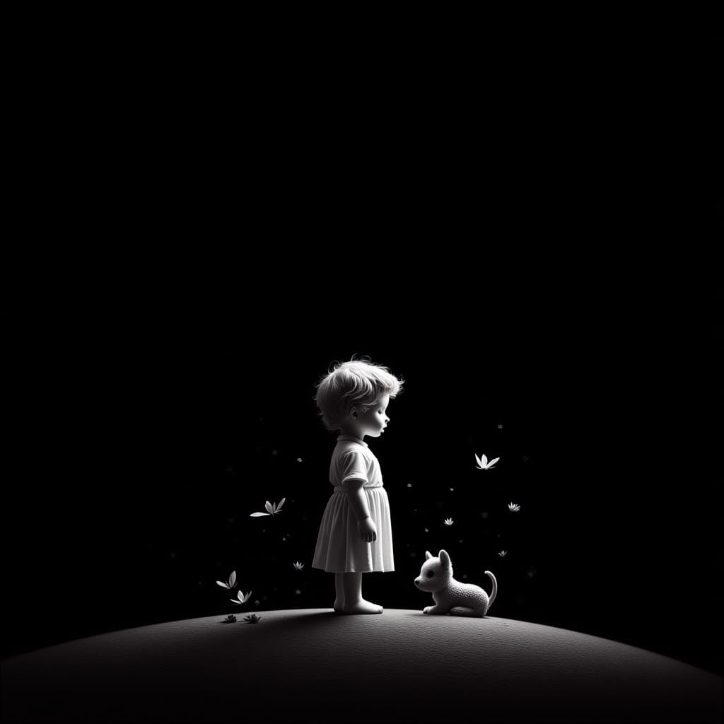 The Little Prince on Black Background