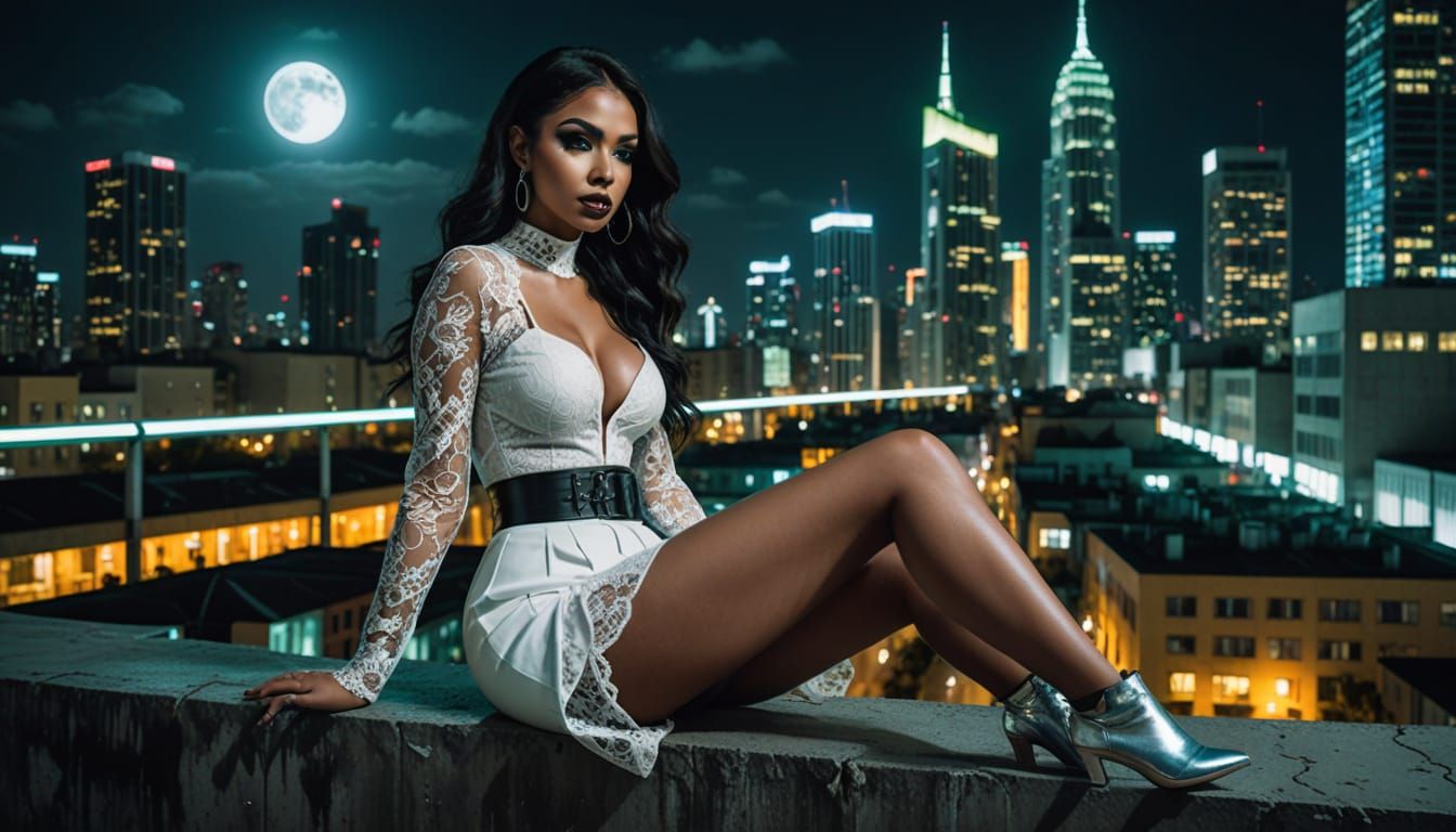 Dominican Supermodel Poses in Sci-Fi Cityscape