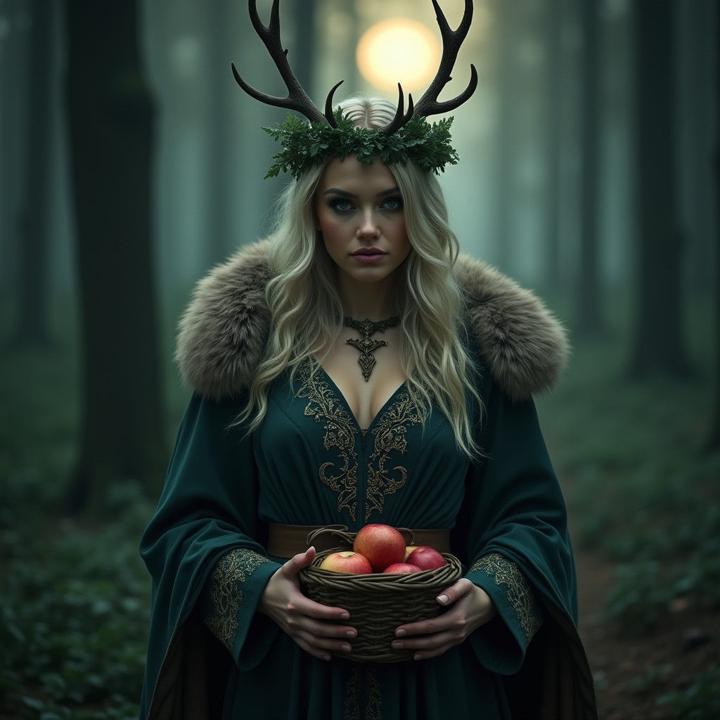 Erecura: Germanic Goddess in Mystical Forest