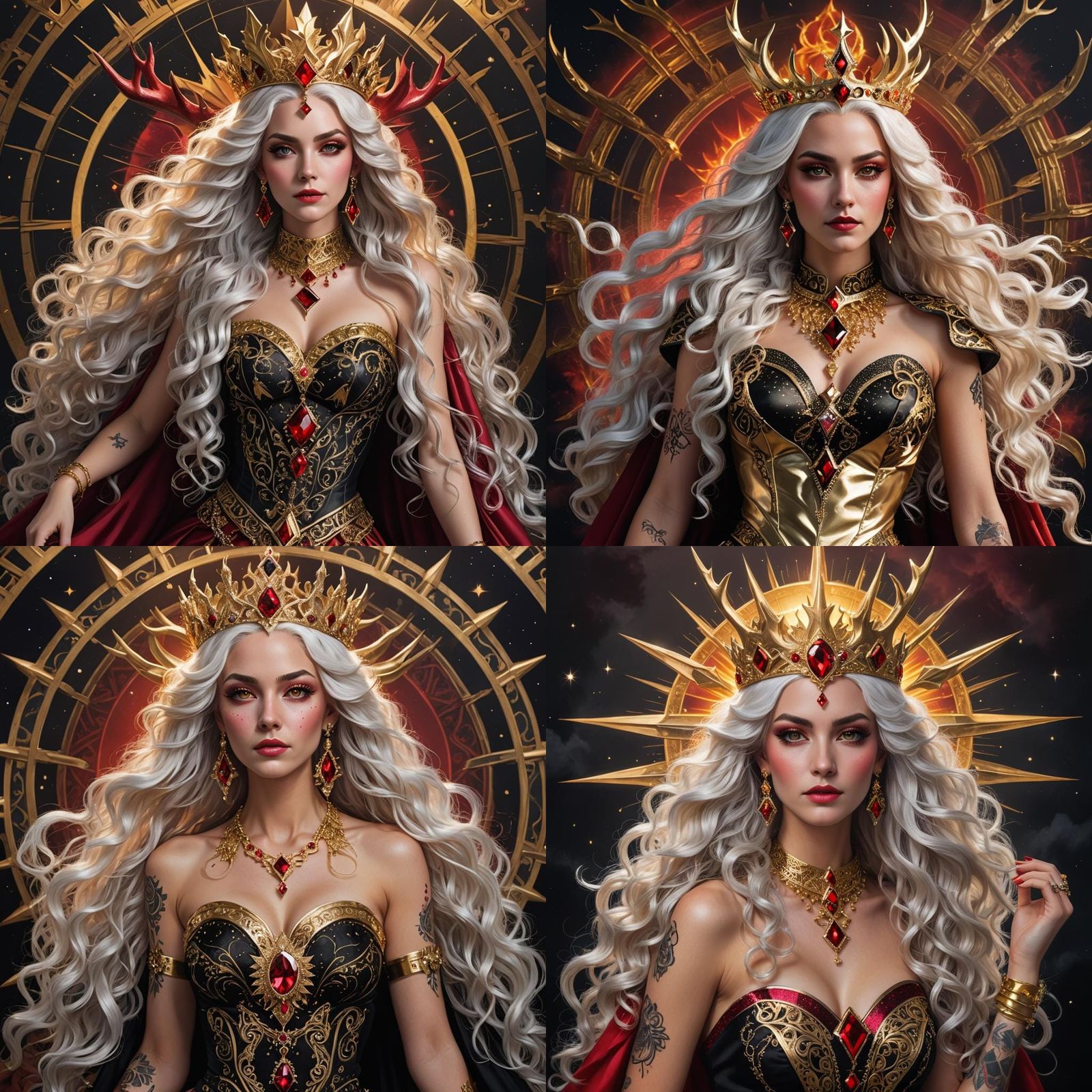 Woman with Stag Horn Crown in Golden Light