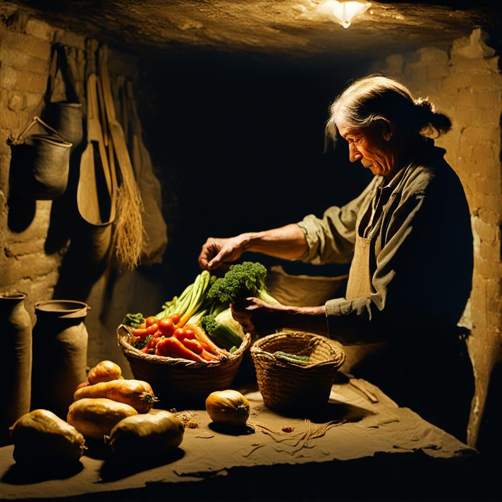 Impressionist Still Life: Vegetables in a Basement