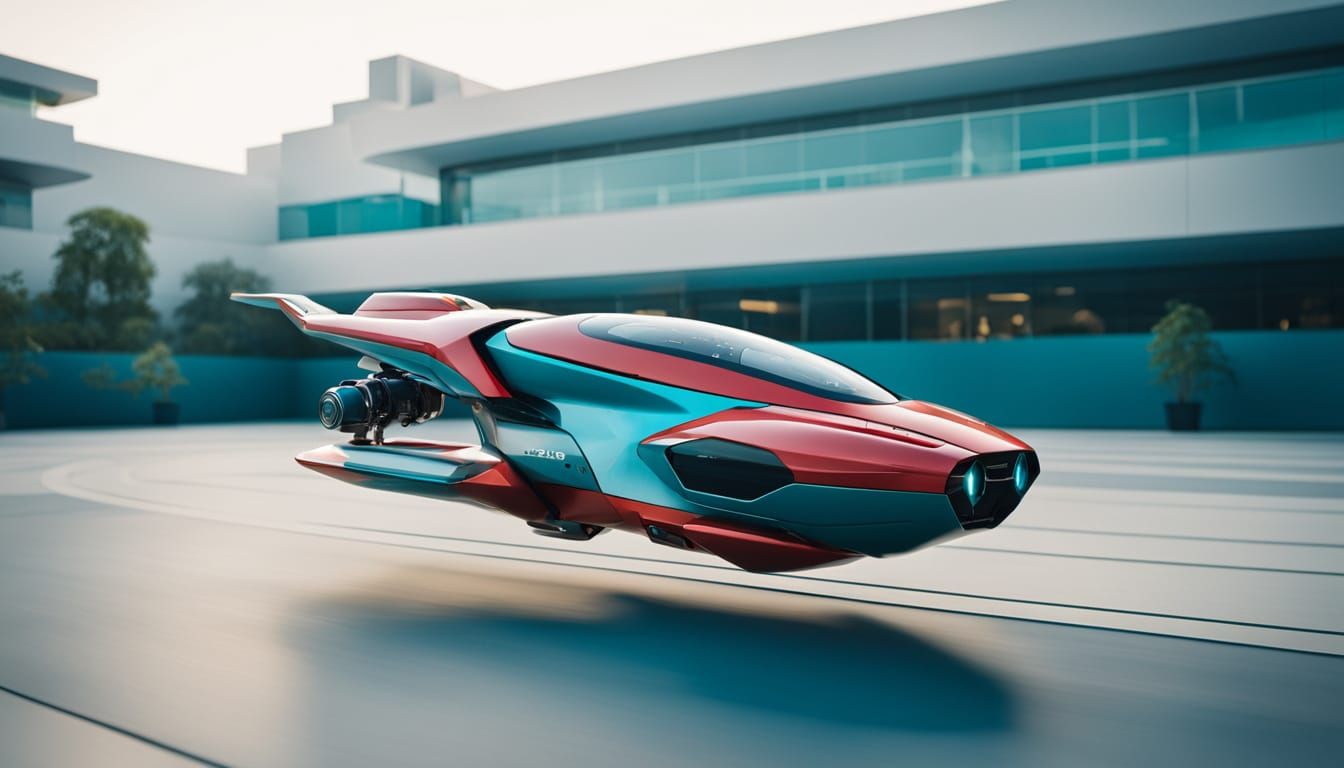 Futuristic Hoverbike in Mid-Air