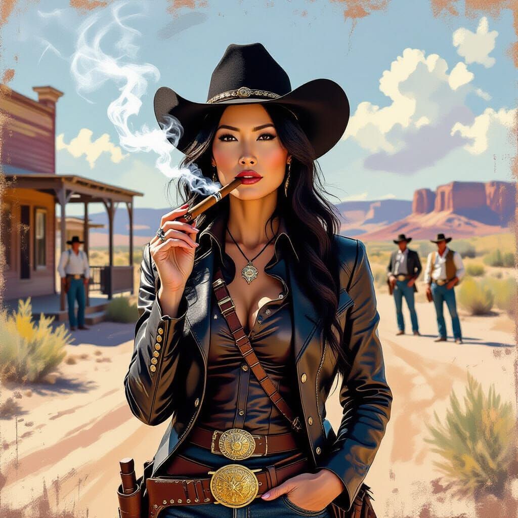 Lucy Liu as Western Heroine, Impressionistic Style