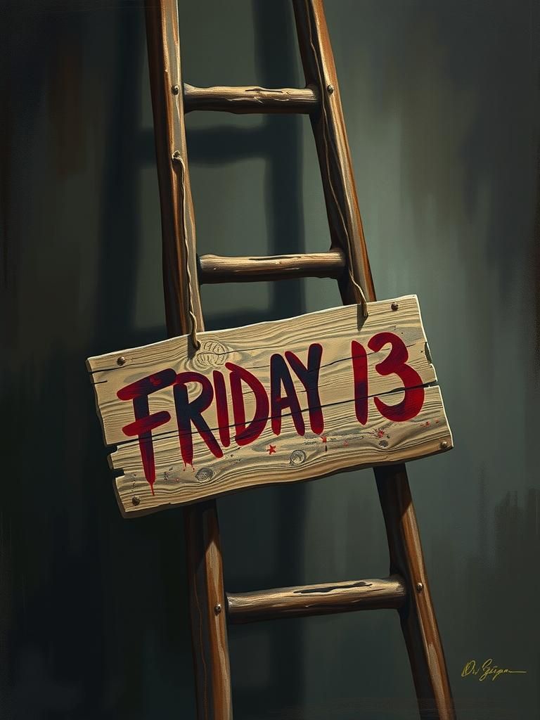 Ominous Friday the 13th Sign Falls from Ladder