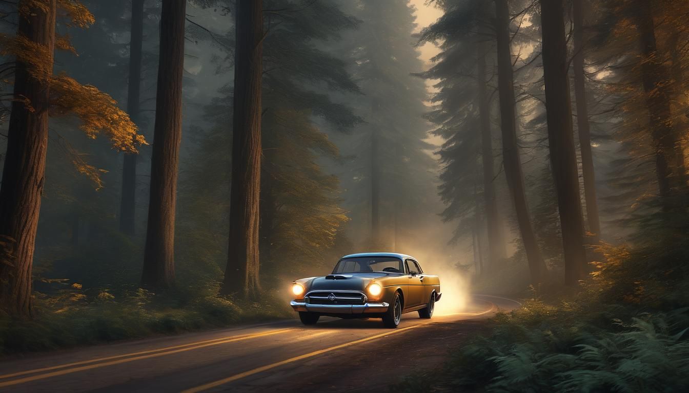 WRC Hot Rod Speeds Through Misty Forest