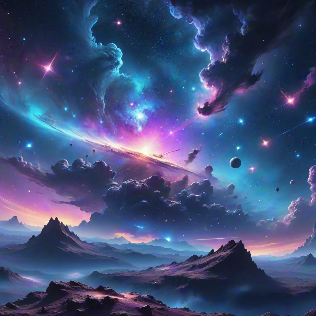 Vibrant Galaxy Landscape in Science Fiction Style