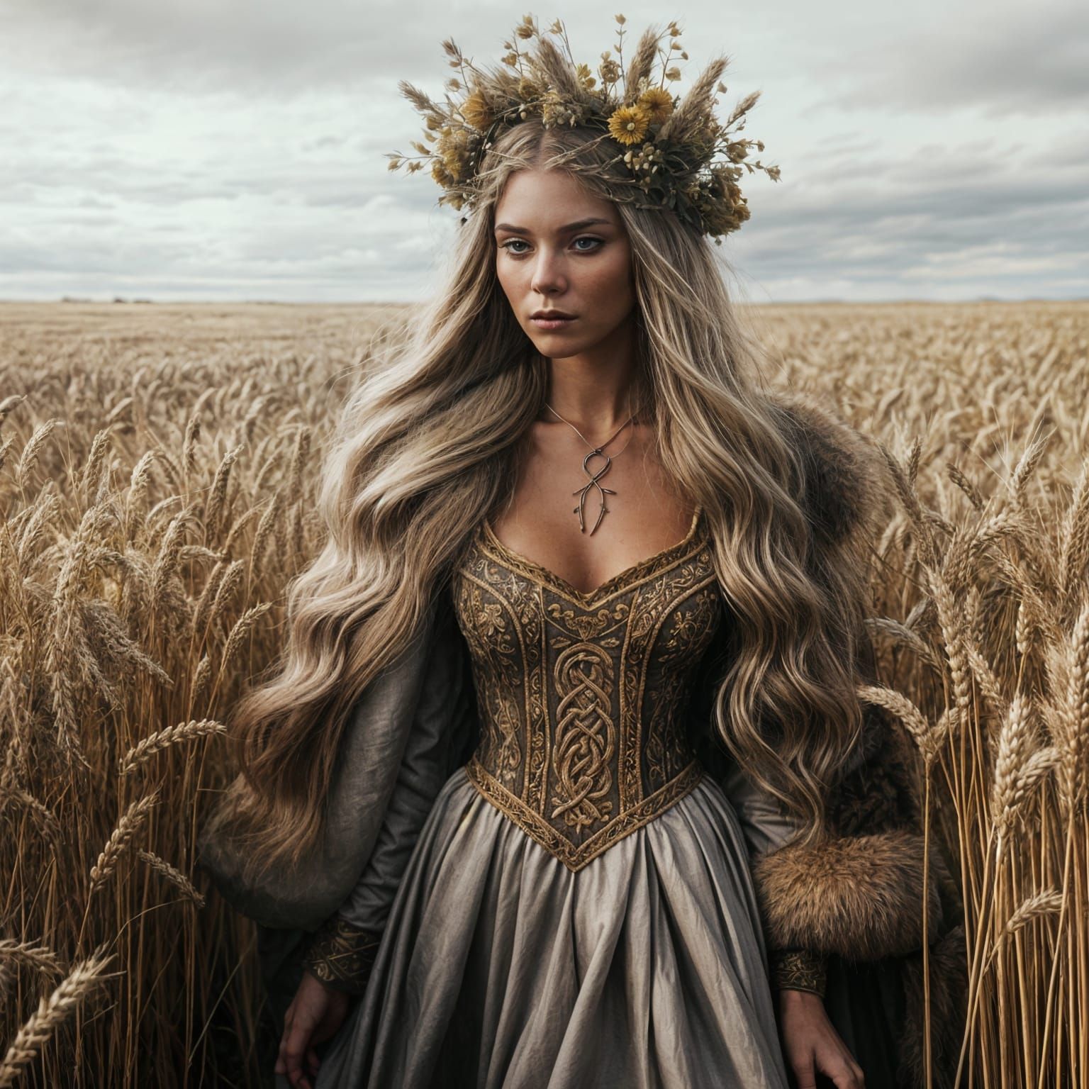 Sif: Viking Goddess of Harvest in Matte Painting Style