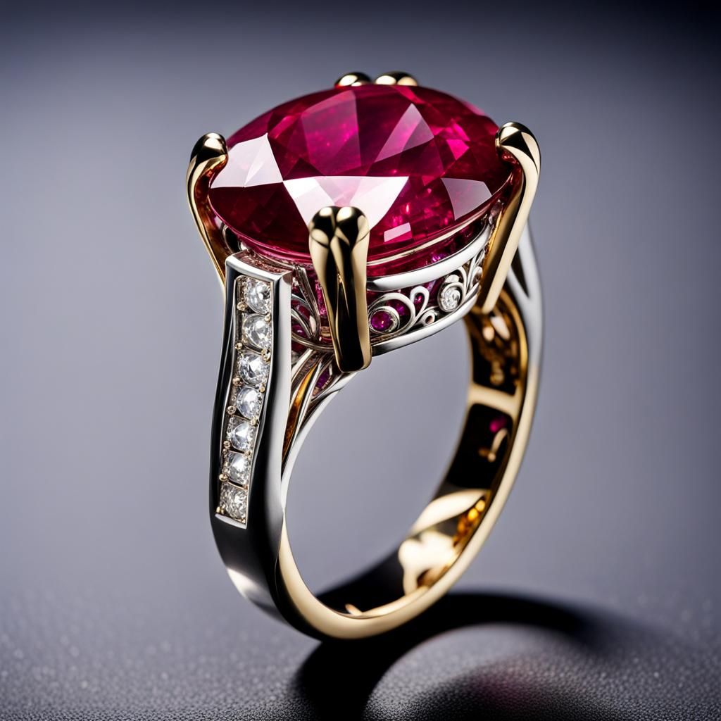 Exquisite Gold and Silver Jewelry with Ruby Inclusion