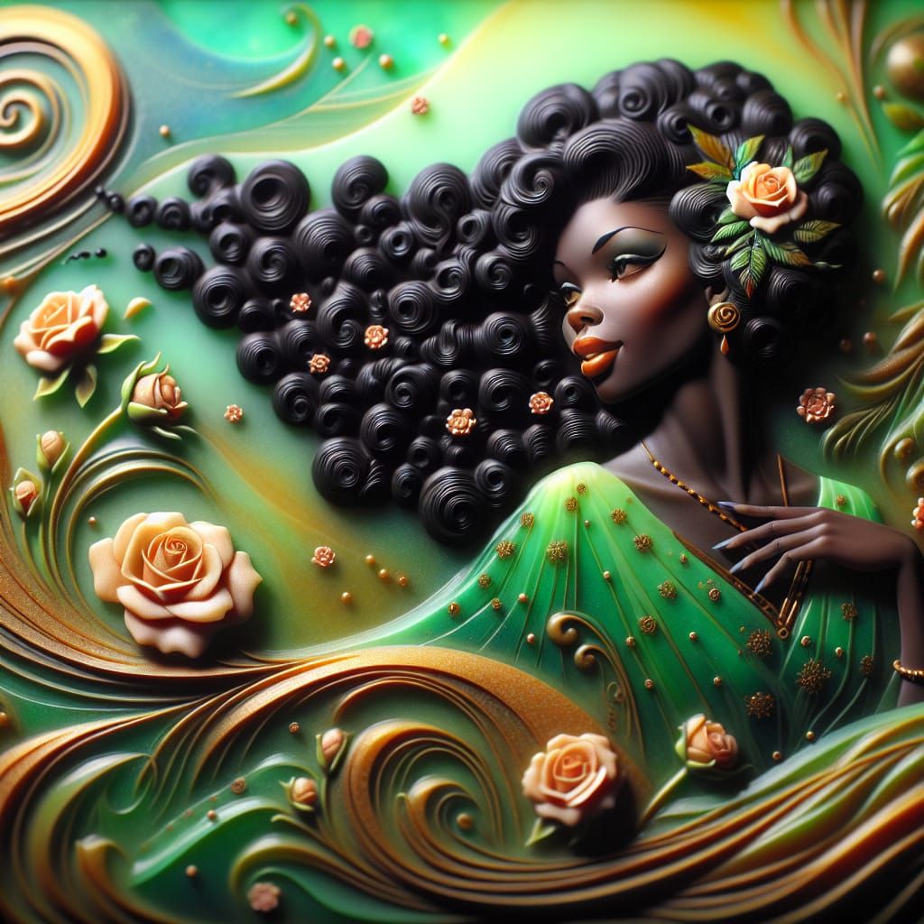Sultry Afrocentric Goddess in Emerald Green
