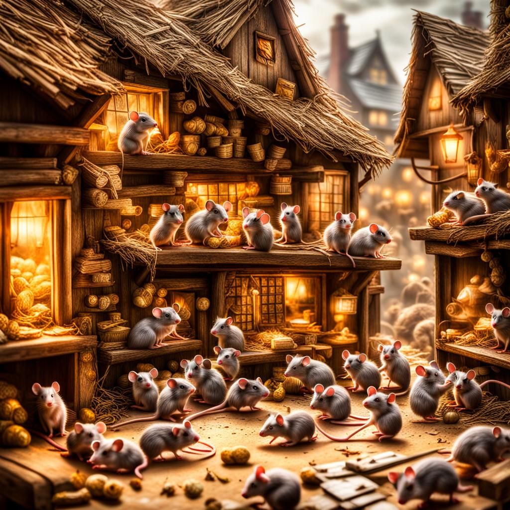Hyperrealistic Mouse Village in Cinematic Style