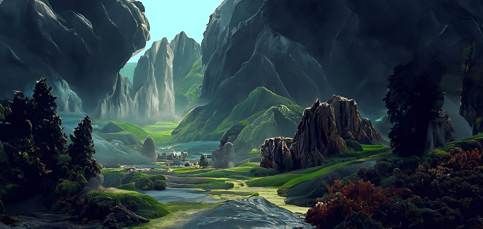 Valley of Life: A Magical Landscape Painting